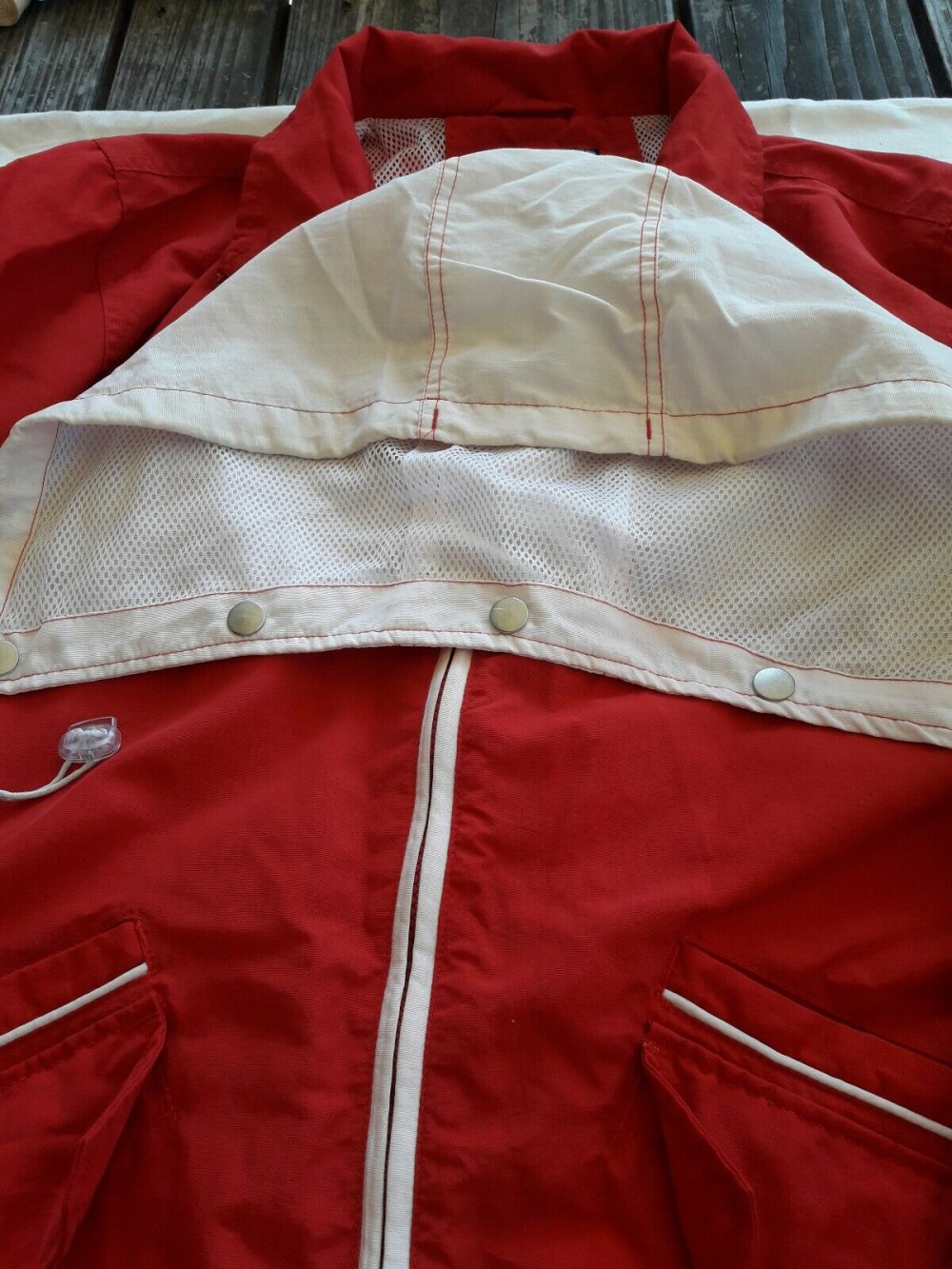 Jacke , rot und beige * Windjacke, Regenjacke * mit Kapuze