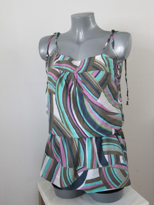 Buntes Longtop Spaghettiträger Gr.38 pastell