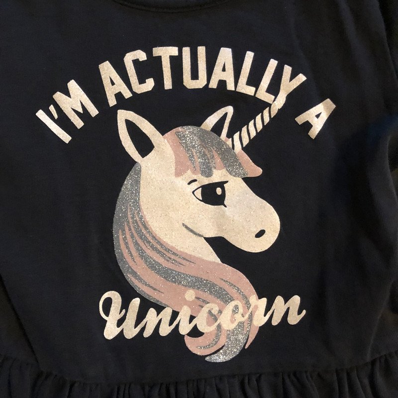 Tolles Sweat Kleid mit Einhorn Gr.122/128 Glitzer 