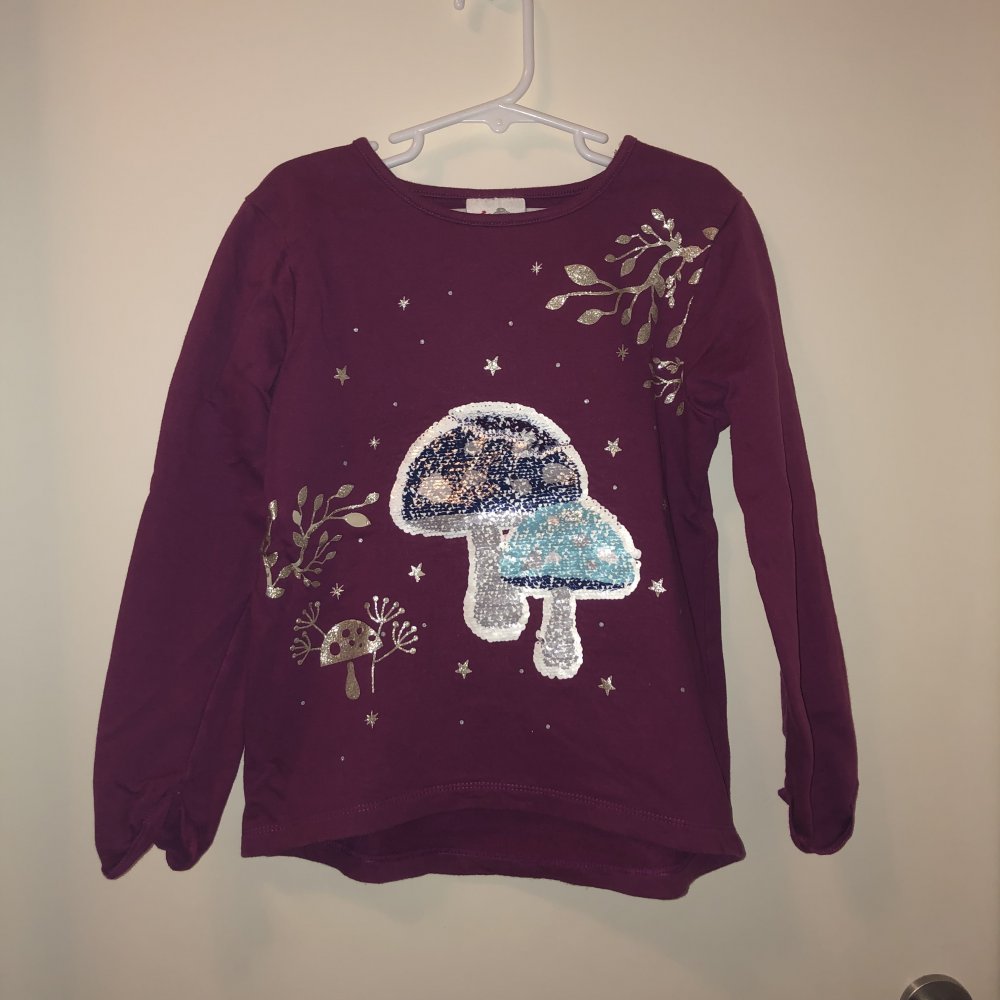 Süßes Sweat Shirt Pilze Gr.128 Topolino Wendepailletten