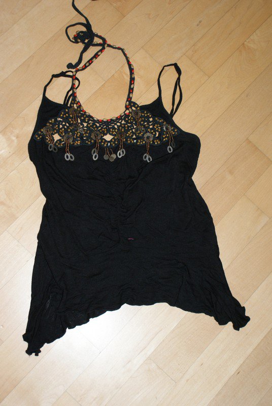 Ausgefallenes schwarzes Top ethno