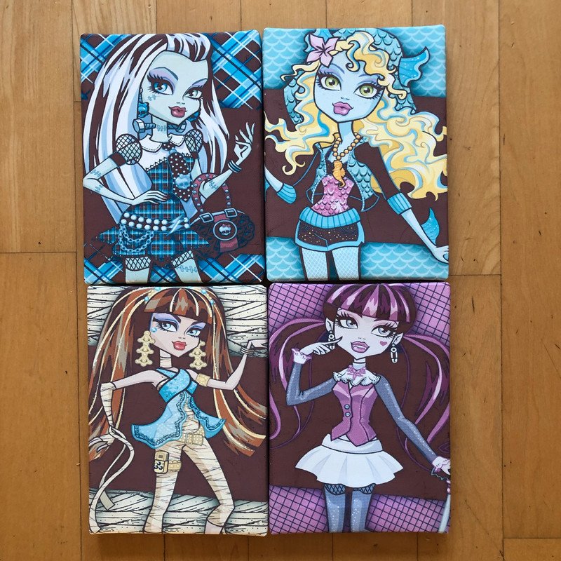 Kinderzimmer Deko Monster high 4 Rahmen Bilder