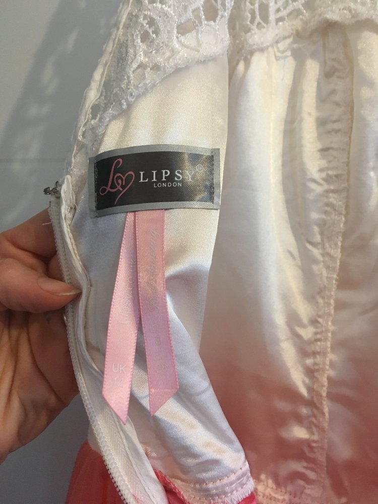 Cocktailkleid in weiß/koralle