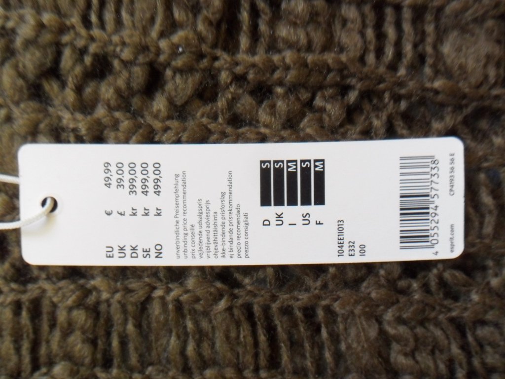 ESPRIT Lochpullover Häkel Pullover Netzpullover Khaki S 36 38 Wolle