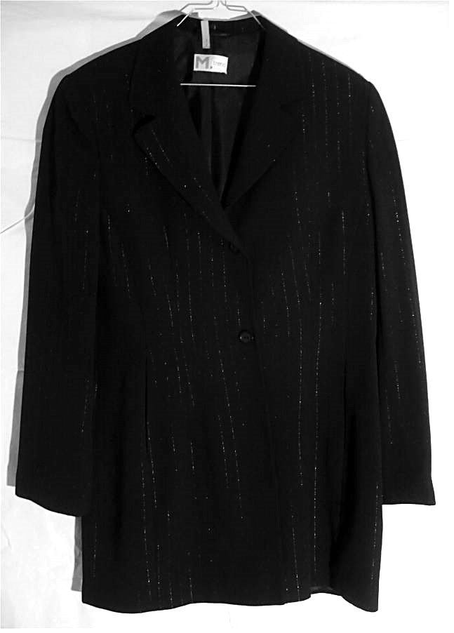 M. trend Business-Jacke - Größe 40 - schwarz mit glitzernden Längsstreifen 