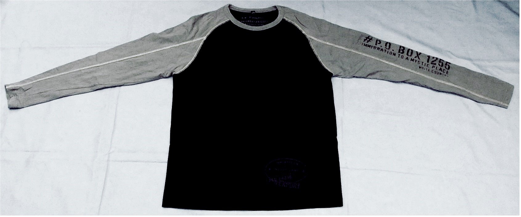 Le Frog Langarm-Sweatshirt - Größe L ( 52 / 54 ) - schwarz / grau