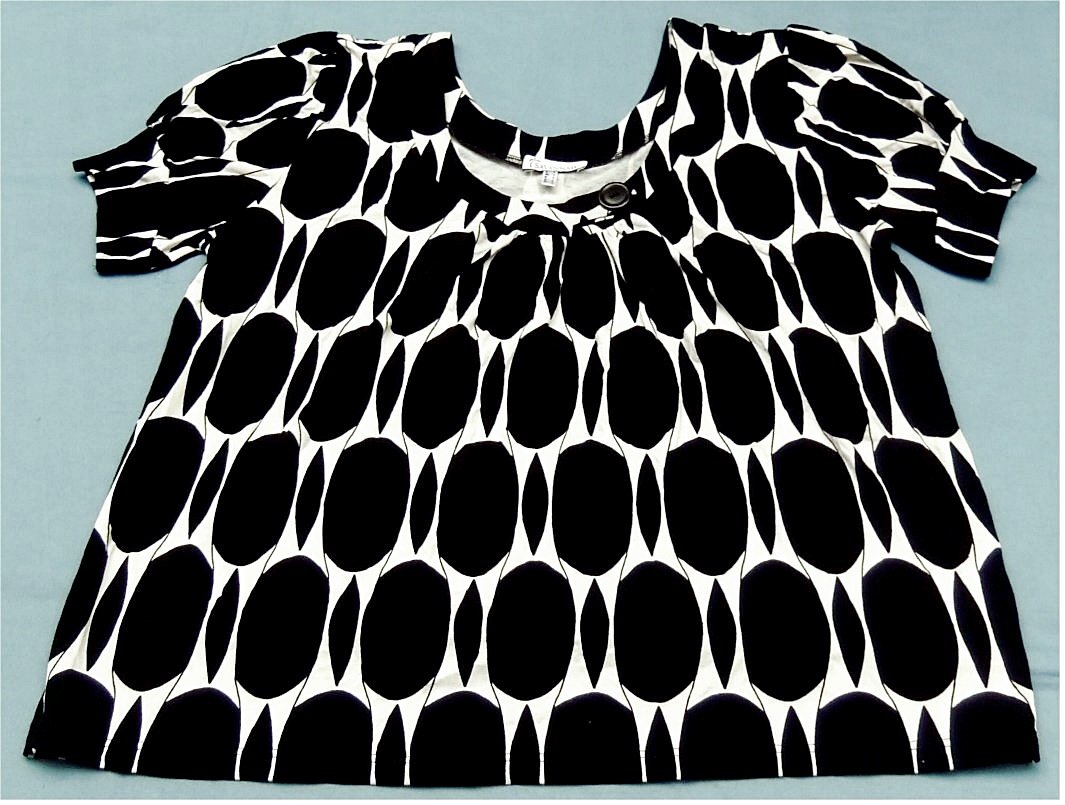 Savannah Kurzarm-Shirt - Mit Rundnackenausschnitt - Größe L - schwarz / weiß