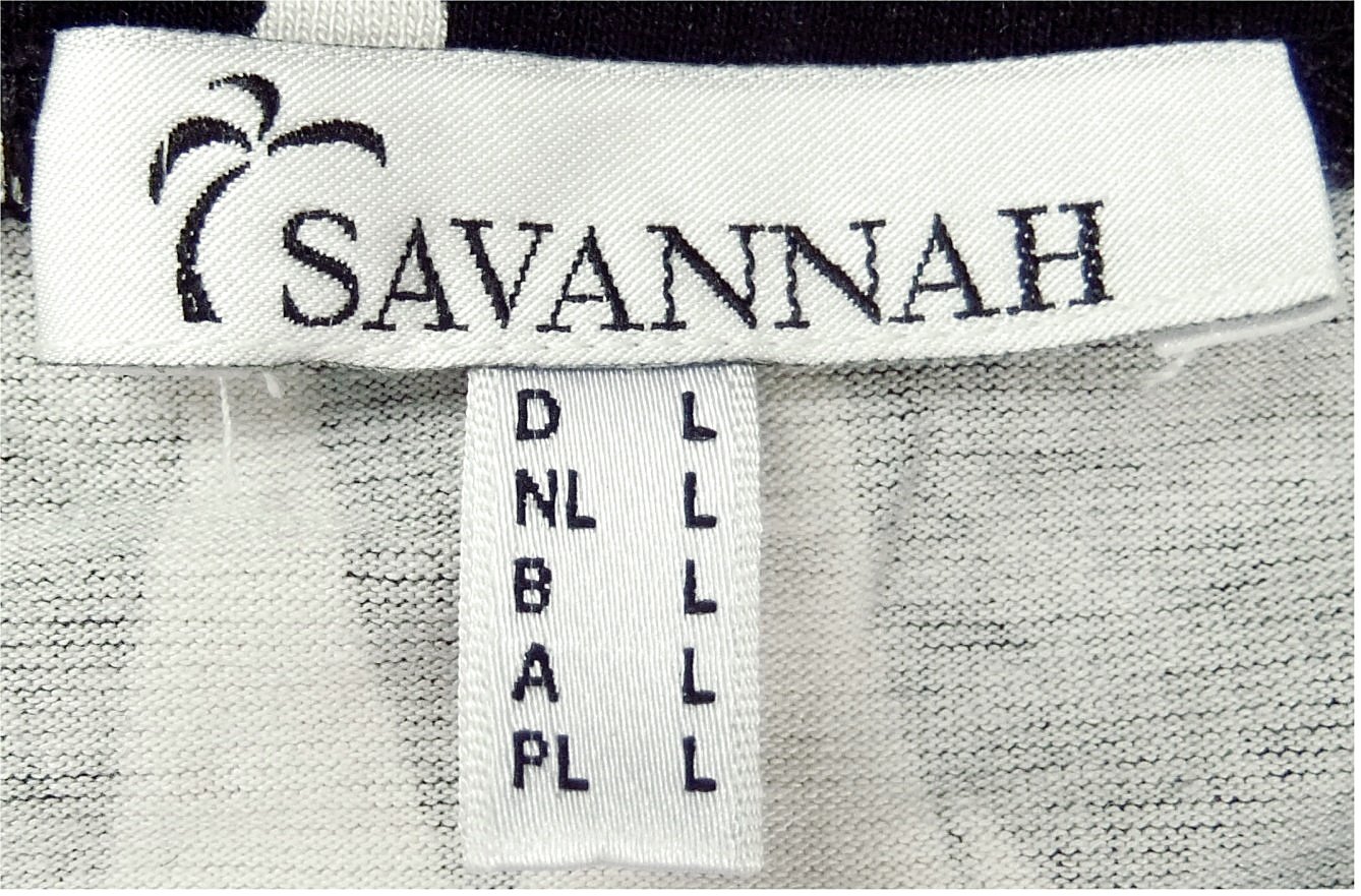 Savannah Kurzarm-Shirt - Mit Rundnackenausschnitt - Größe L - schwarz / weiß