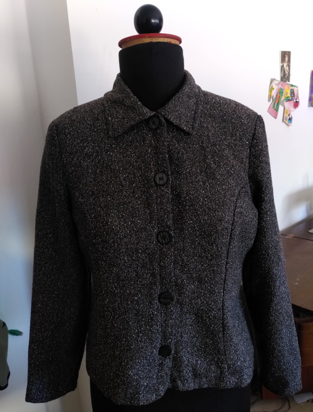 Kurzer Blazer Fischgrät-Muster Gr. 38