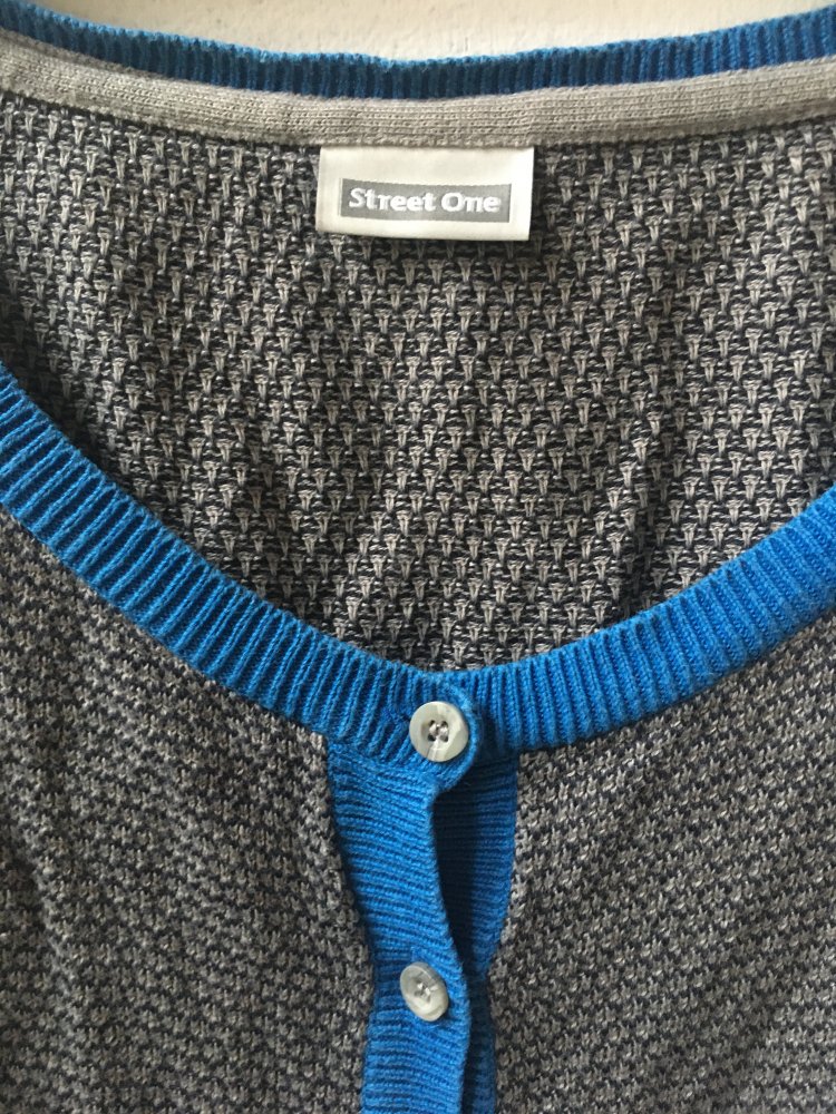 Baumwollene Strickjacke von StreetOne in Grau/Blau 