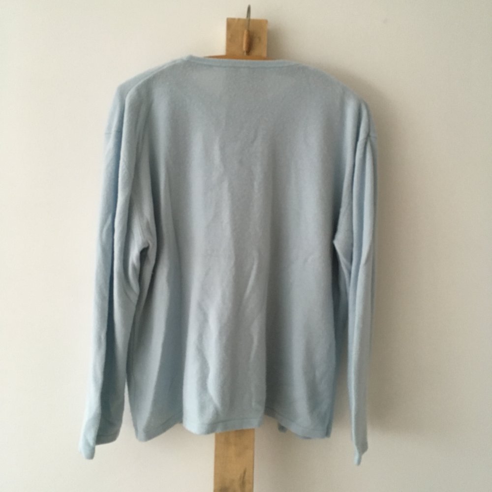 *Vintage* Eisblauer Feinstrick-Cardigan mit eingenähtem Top