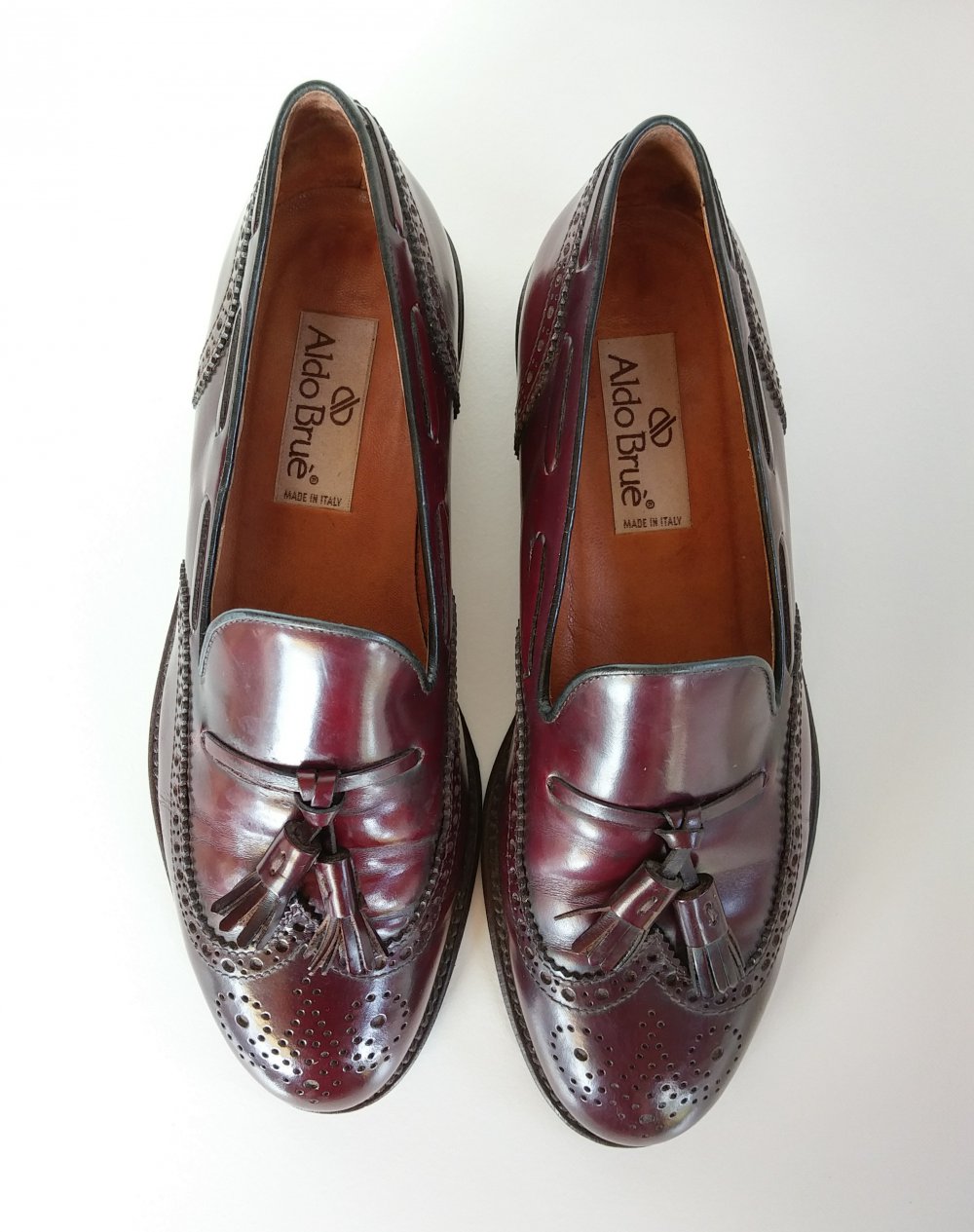 Herrenschuhe rot-braun von Aldo Brué Größe 8 / 42