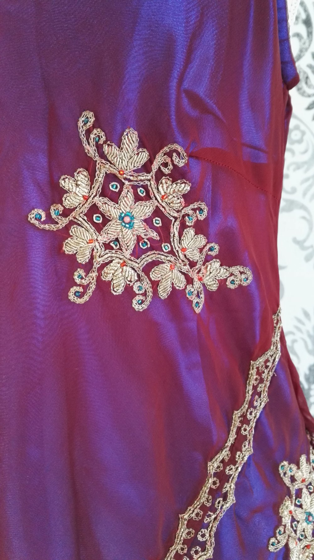 Sommerkleid Festival Abendkleid gold bestickt Minikleid Gr. M