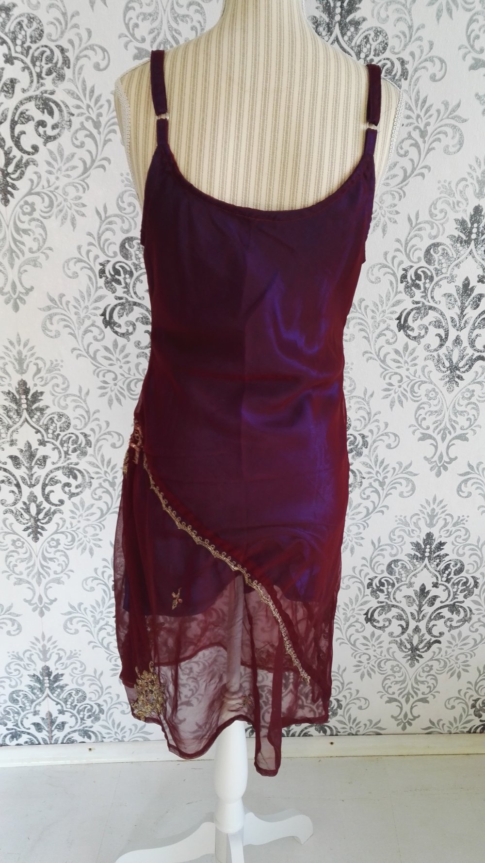 Sommerkleid Festival Abendkleid gold bestickt Minikleid Gr. M
