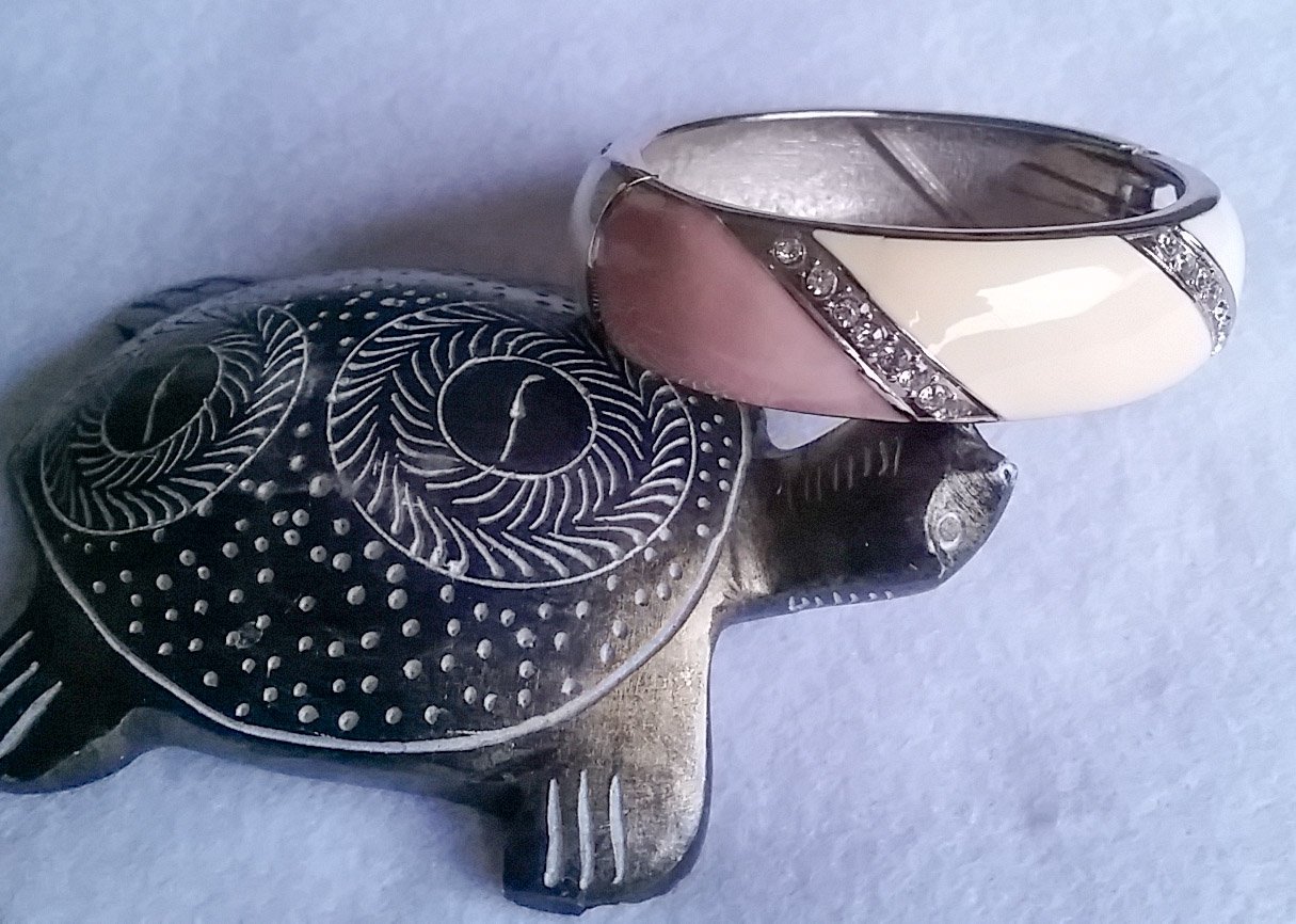 Clip Armband weiß creme altrosa oval
