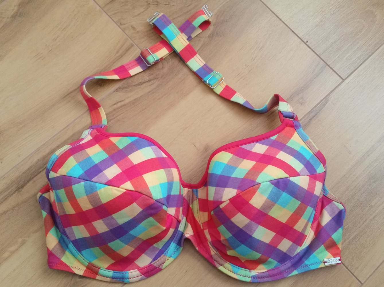 Bikini Bademode Karomuster Übergröße 90E/40 gefuttert