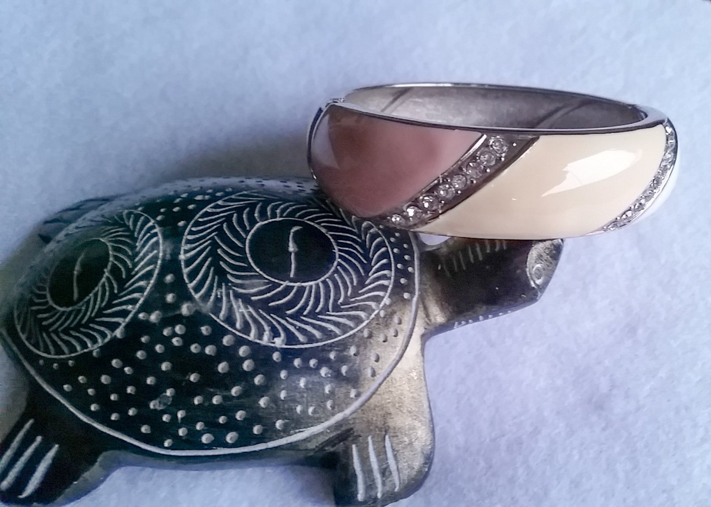 Clip Armband weiß creme altrosa oval