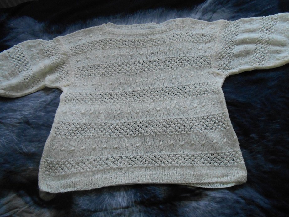 Sommerpullover handgestrickt handmade Gr. 40 creme