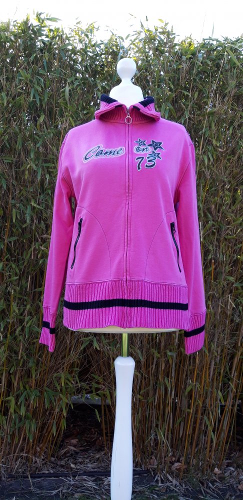 Pinke Sweatjacke im Cheerleader Style