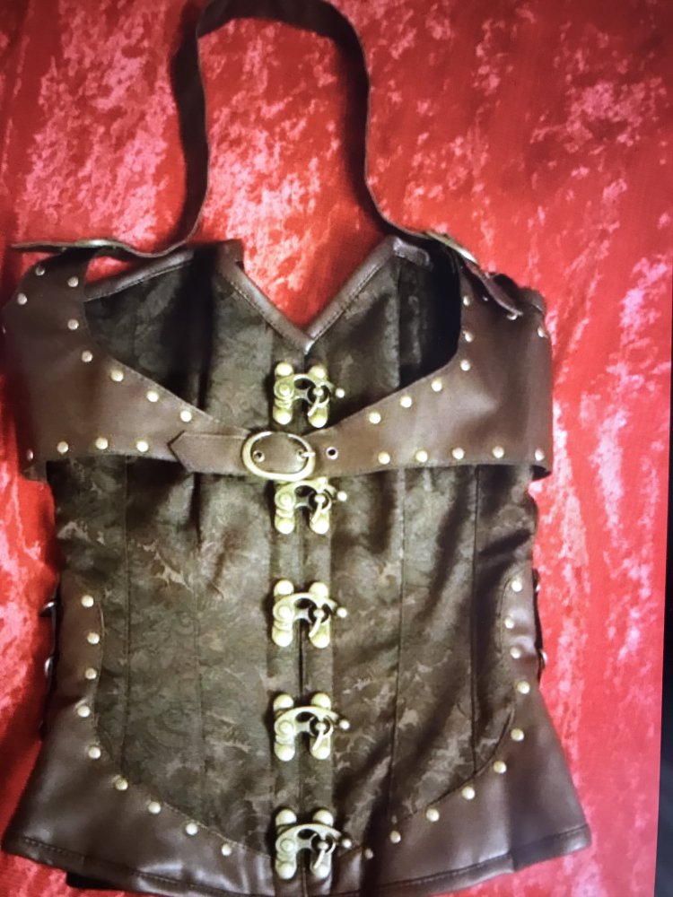 Steampunk Gothic,Neckholder Brokat Korsett NEU mit Stahlgräten,24