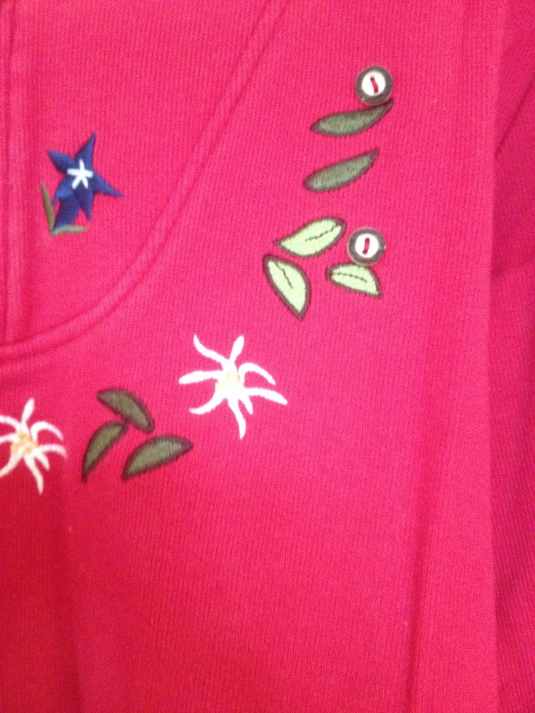 Langärmliges Shirt Gr. 42, rot, Stickerei