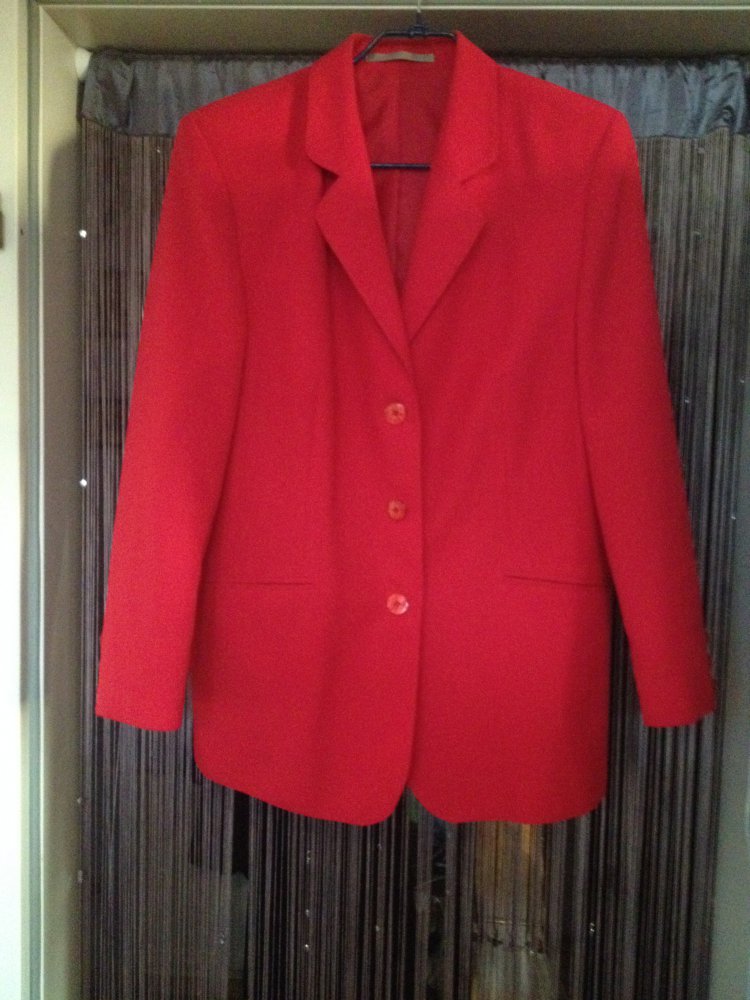 Jacke, Blazer, Damenjacke Gr. 44, rot, Leinenoptik, neuwertig.