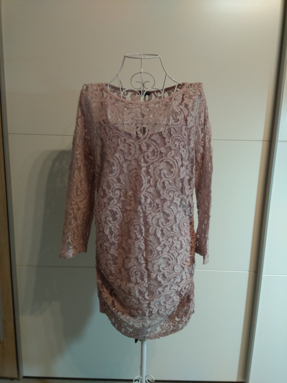 Altrosa Spitzenbluse 3/4 Ärmel