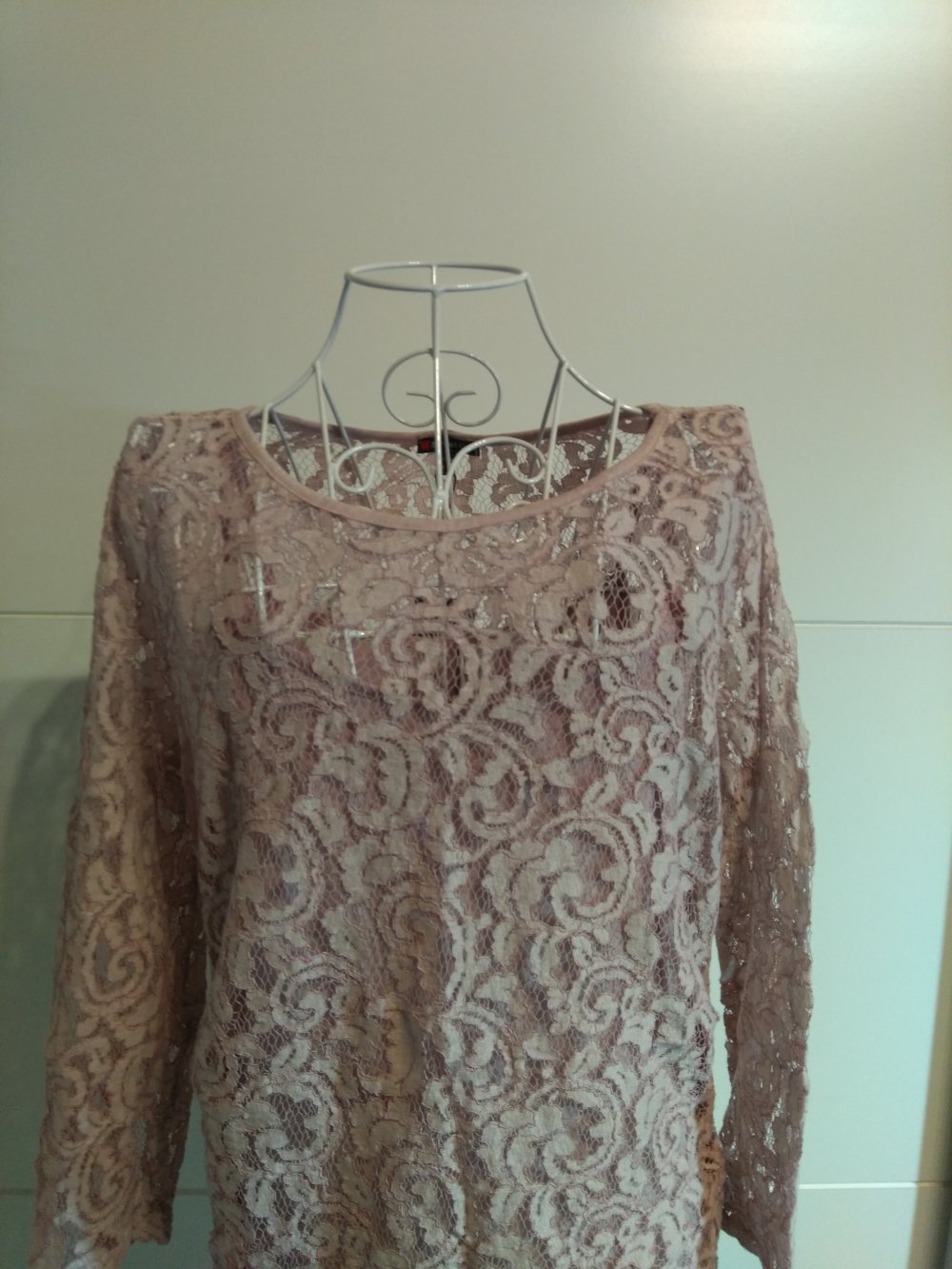 Altrosa Spitzenbluse 3/4 Ärmel
