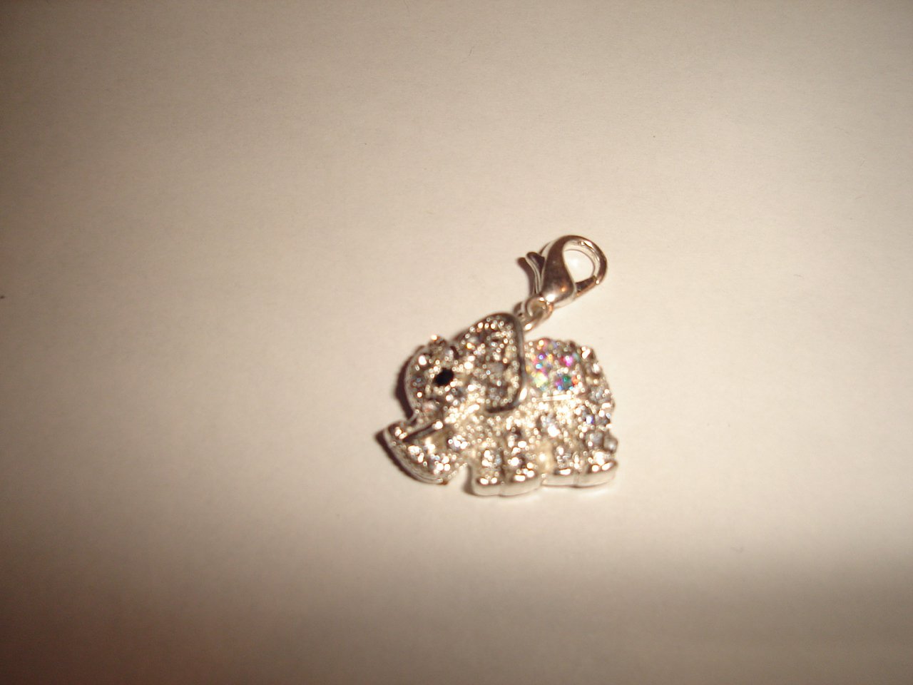 Elefanten Anhäger für Bettlerarmband silber mit Strasssteinen 