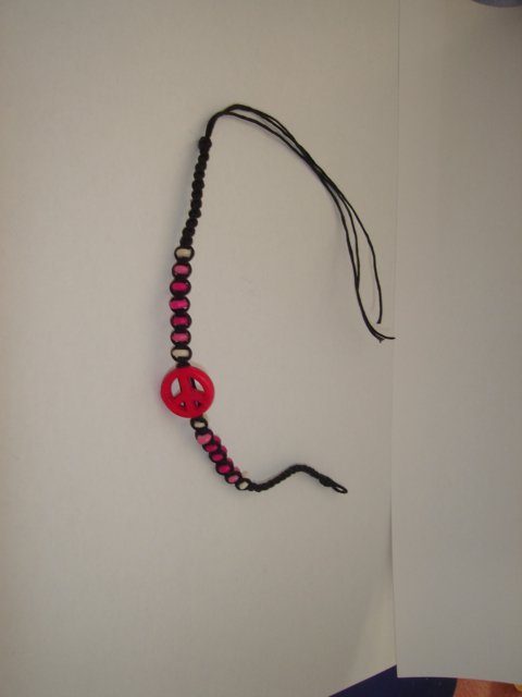 Armband Peace-Zeichen schwarz pink neu