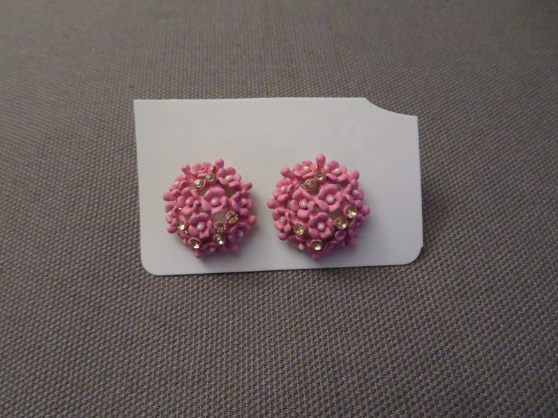 SIX Blüten-Ohrstecker pink gold mit Strass