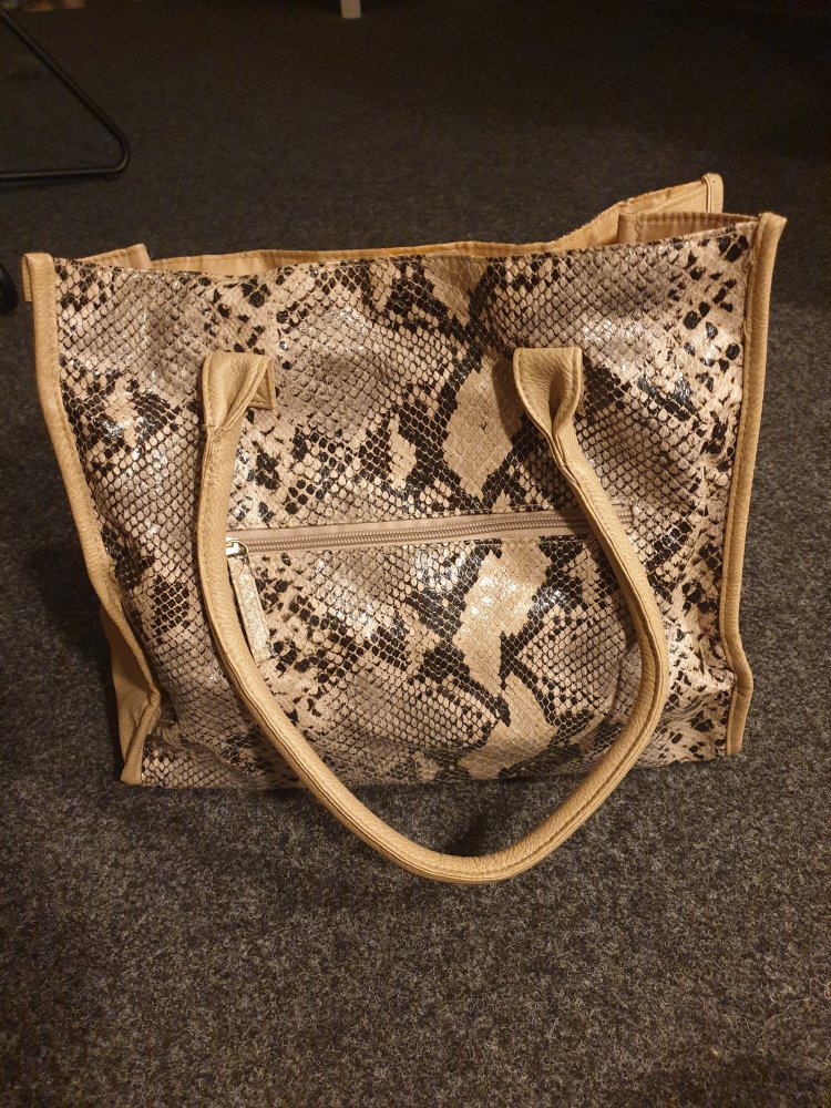 Beige Schlangenoptik Handtasche