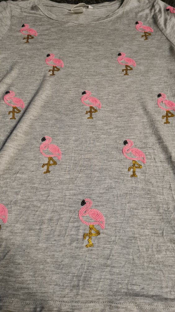Graues T-Shirt mit Flamingos 