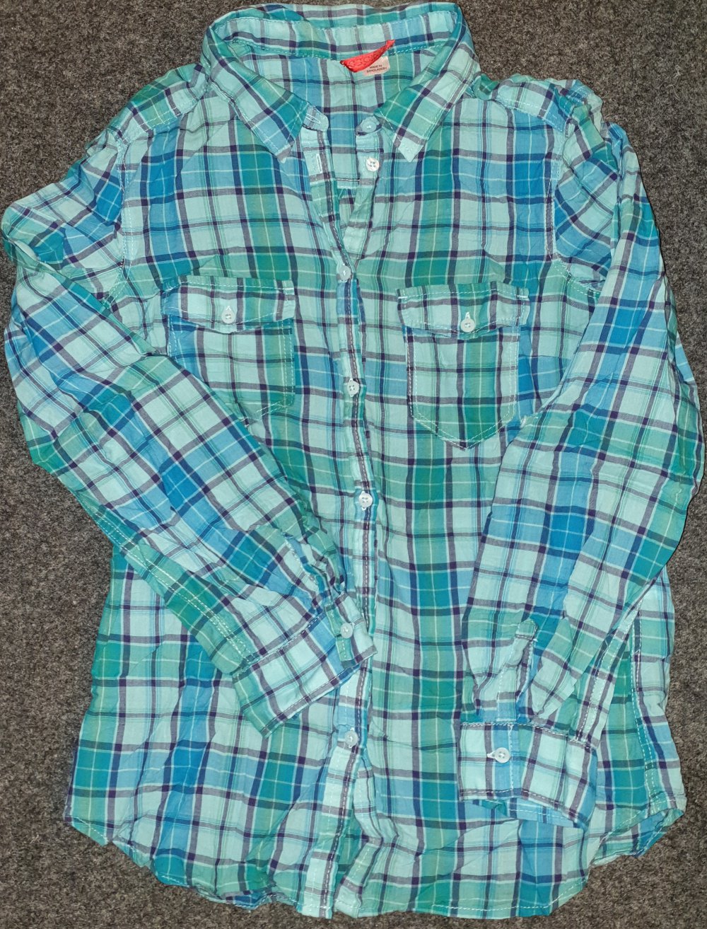 Türkis karierte Bluse 