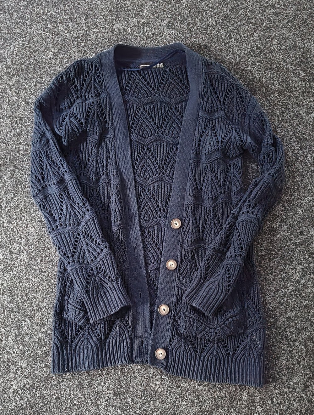 Dunkelblauer Grobstrick-Cardigan