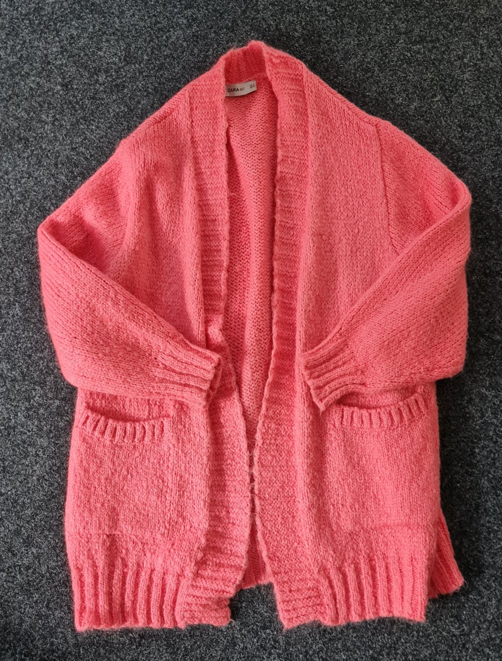 Pinke lange Oversize Strickjacke