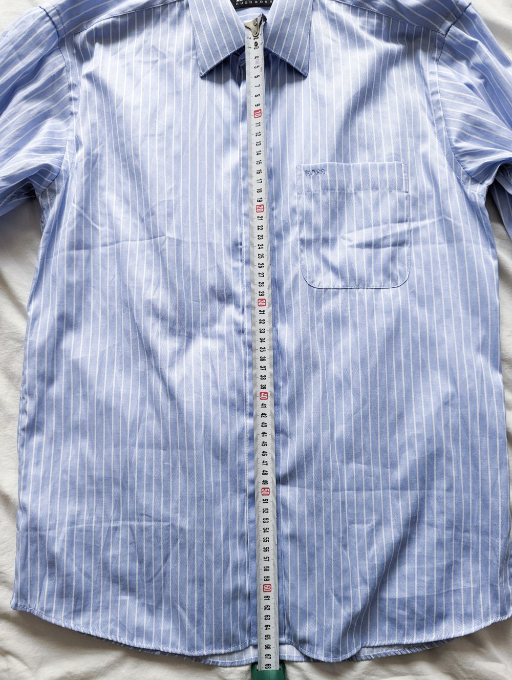 Hugo Boss Herren Hemd Gr. L (16) / blau weiß gestreift / Feste Baumwolle