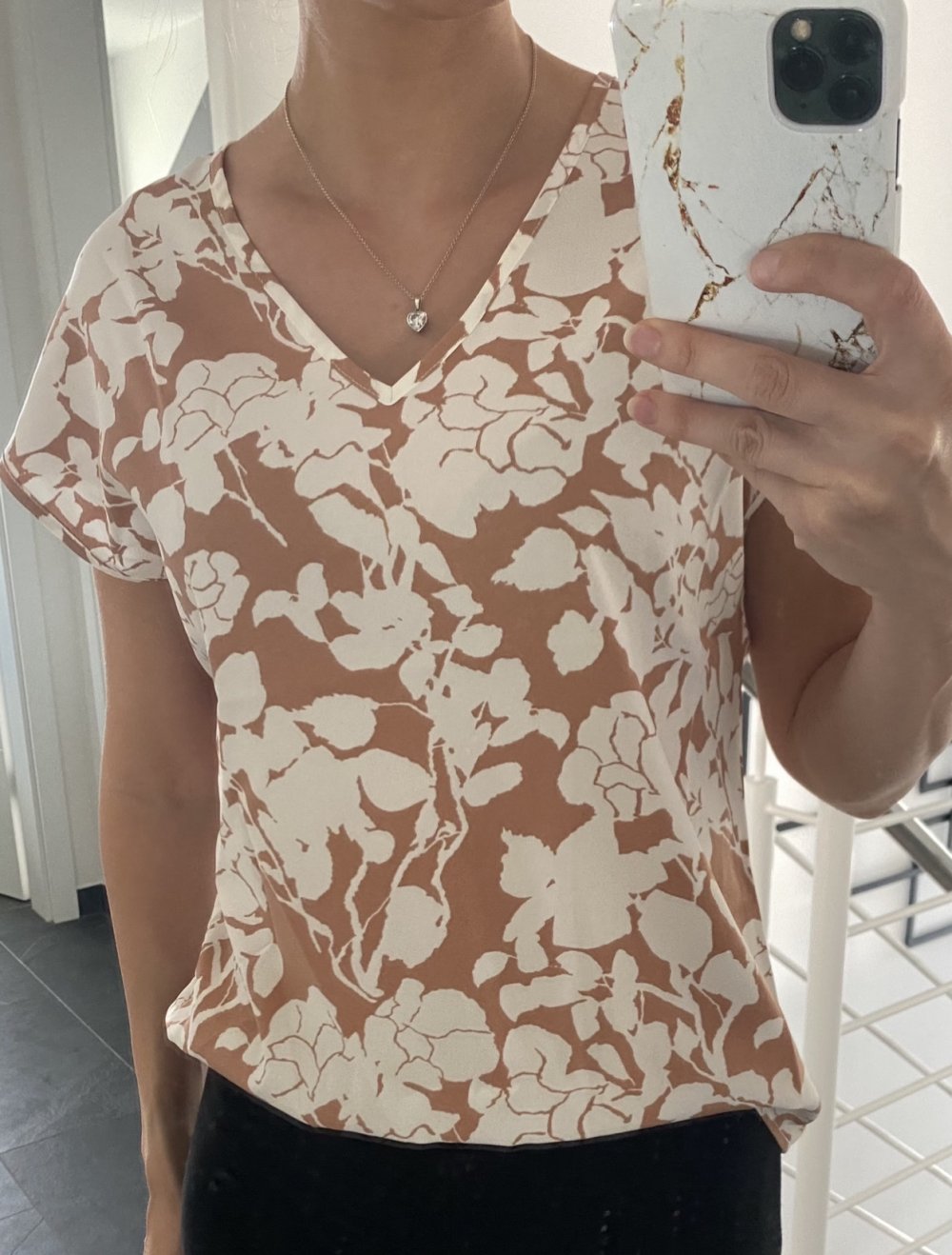 Bluse creme/braun 36/S