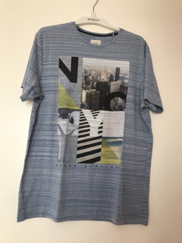 T-Shirt hellblau weiß meliert NYC, edc Esprit L