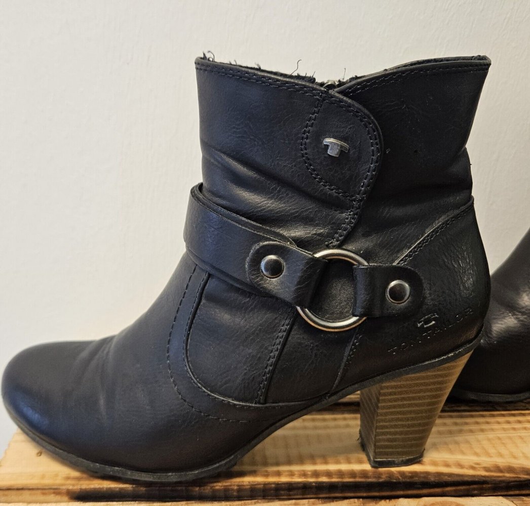 Trendy Damen Stiefelette (Tom Tailor) Gr. 39 black Absatzhöhe 6cm