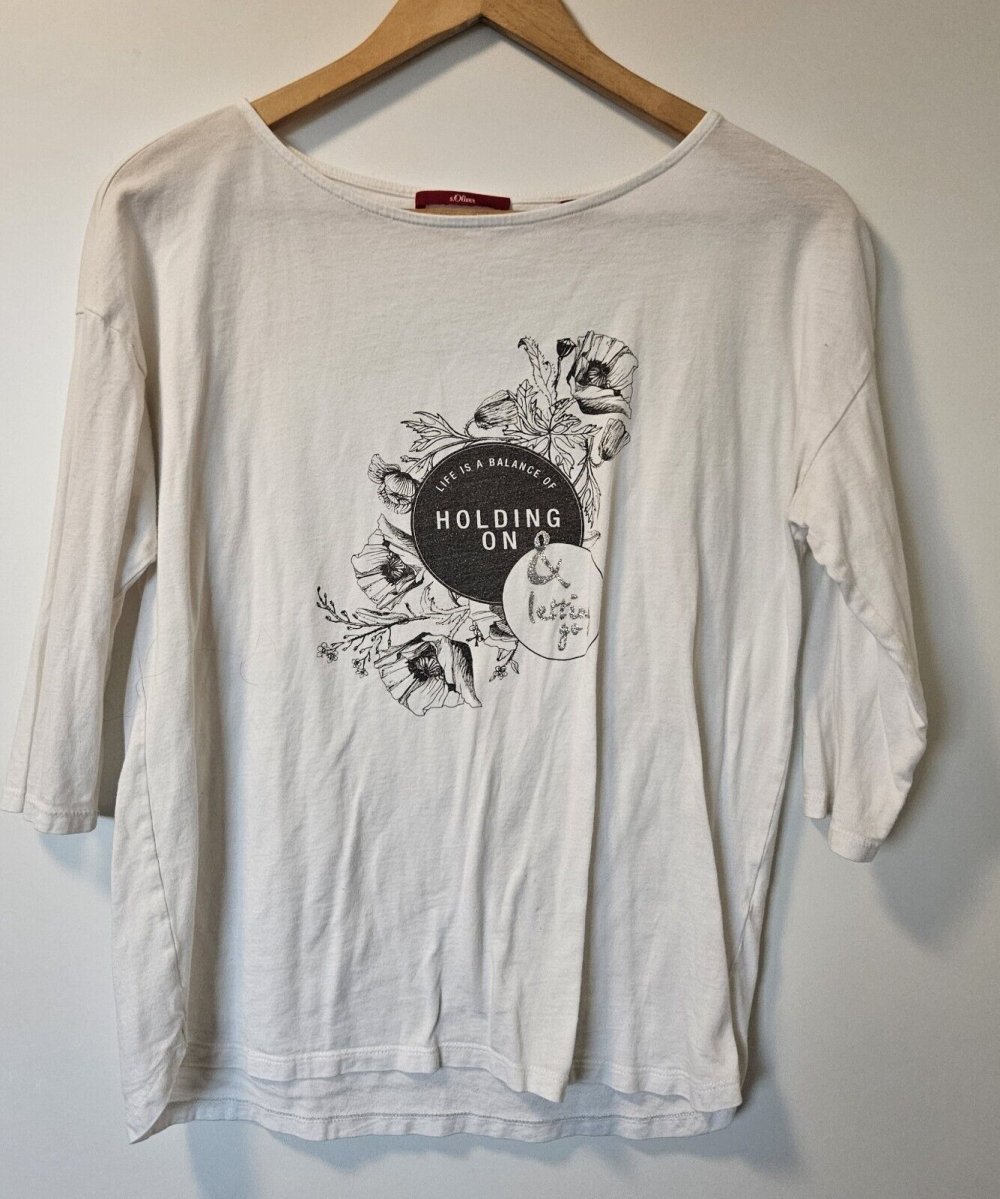 Trendiges Damen Shirt Oberteil 3/4 Arm Gr. 38 (s.Oliver) weiß