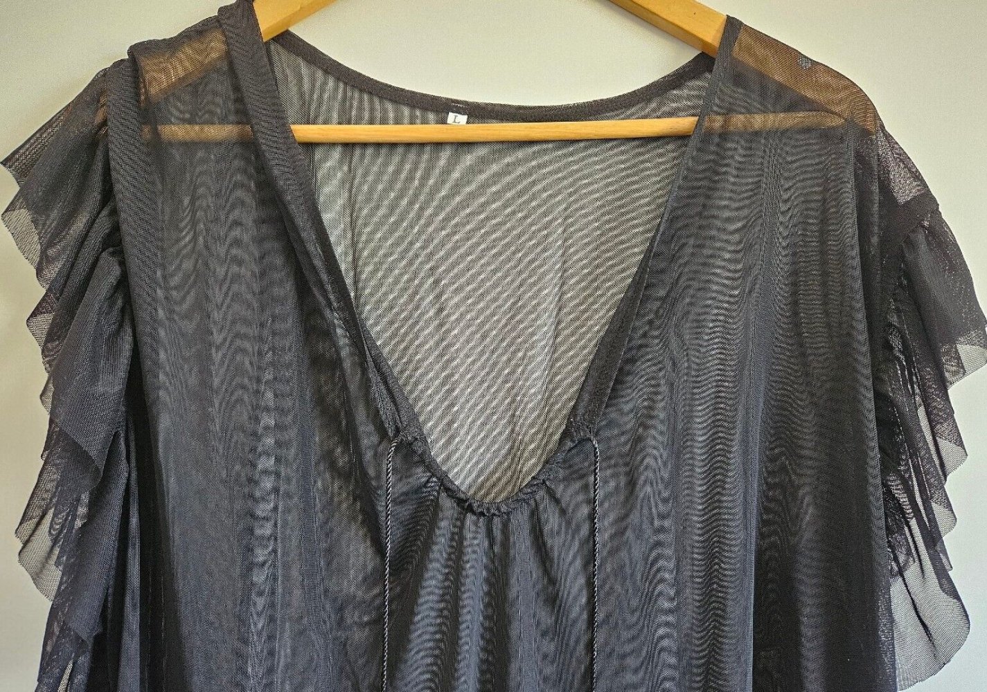 Damen Strandkleid Sommer Gr. L (Irevial) schwarz transparent Strandponcho NEU