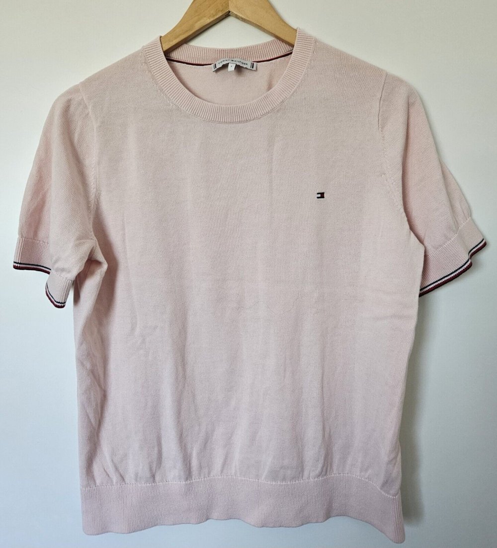 Damen Pullover CO JERSEY STITCH C-NK SS SWEATER Gr. L (Tommy Hilfiger) rosa
