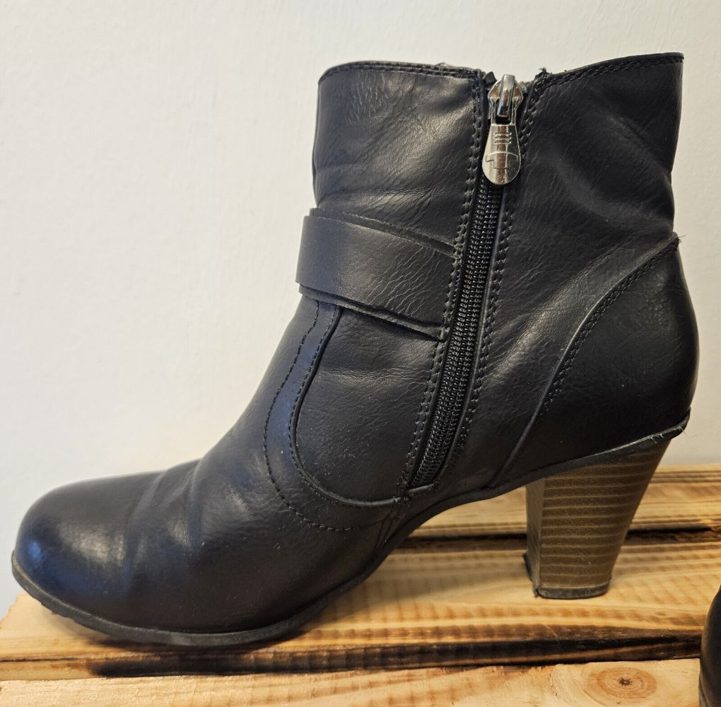 Trendy Damen Stiefelette (Tom Tailor) Gr. 39 black Absatzhöhe 6cm