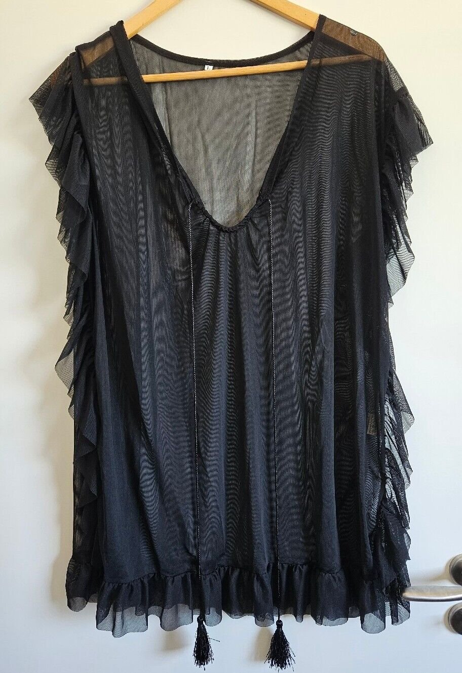 Damen Strandkleid Sommer Gr. L (Irevial) schwarz transparent Strandponcho NEU