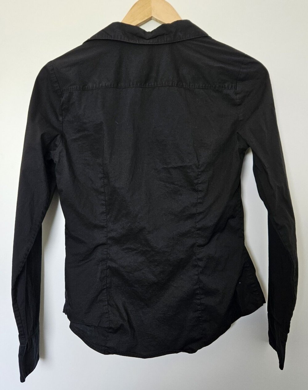 Modern klassische Damen Langarm Bluse Oberteil Slim Fit Gr. 38 (H&M) schwarz