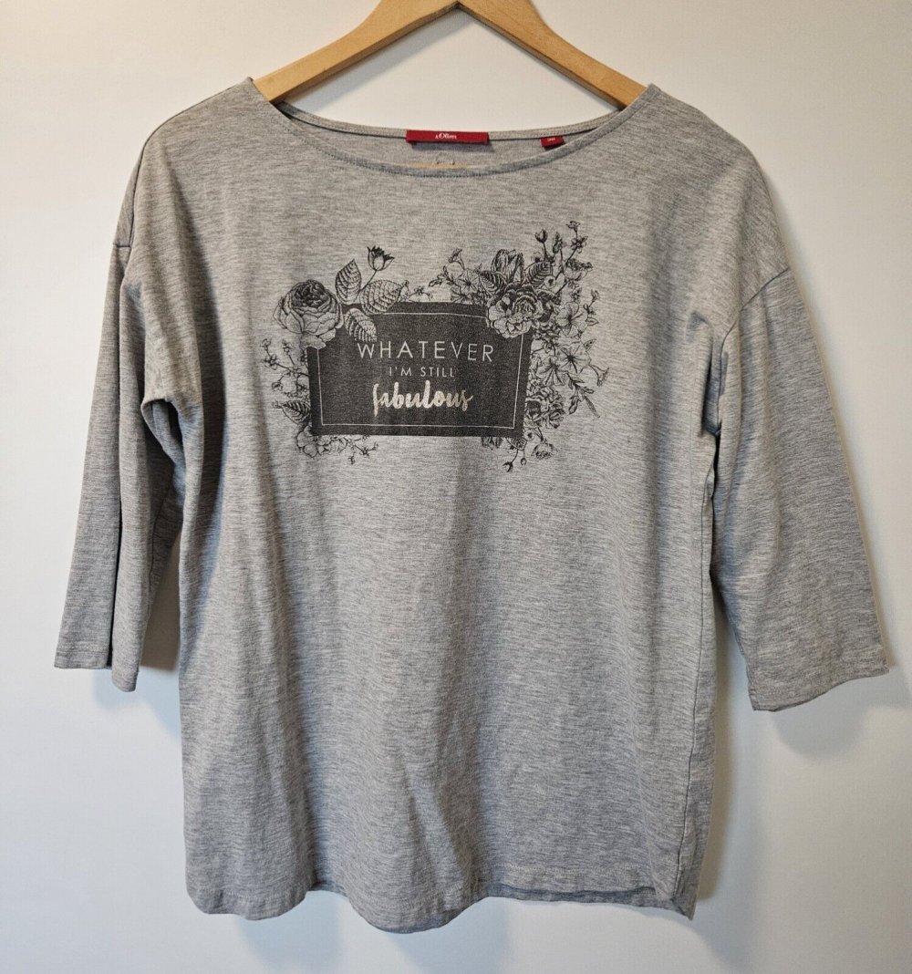 Trendiges Damen Shirt Oberteil 3/4 Arm Gr. 38 (s.Oliver) grau