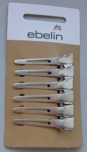 6 Stück ebelin (vom DM Drogerie Markt) neu Haar Schnabelklammern Haarklipsklammern Haarklammern Haarklipse Haarclipse, je ca. 4,5 cm lang, silbrig (Modeschmuck)