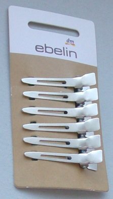 6 Stück ebelin (vom DM Drogerie Markt) neu Haar Schnabelklammern Haarklipsklammern Haarklammern Haarklipse Haarclipse, je ca. 4,5 cm lang, silbrig (Modeschmuck)