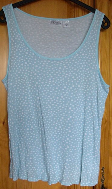 hellblau mit weißen Tropfen Damen Träger Top Shirt L XL (44, 46, 48), Up2Fashion, luftig, super für den Sommer